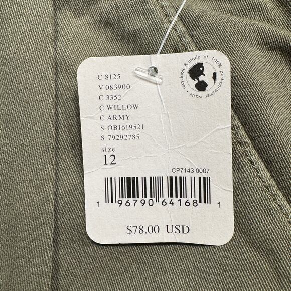 Free People SZ 12 Billie Chino Shorts Hi-Rise Pleated Pockets Zip-Fly Army Green - Picture 7 of 9